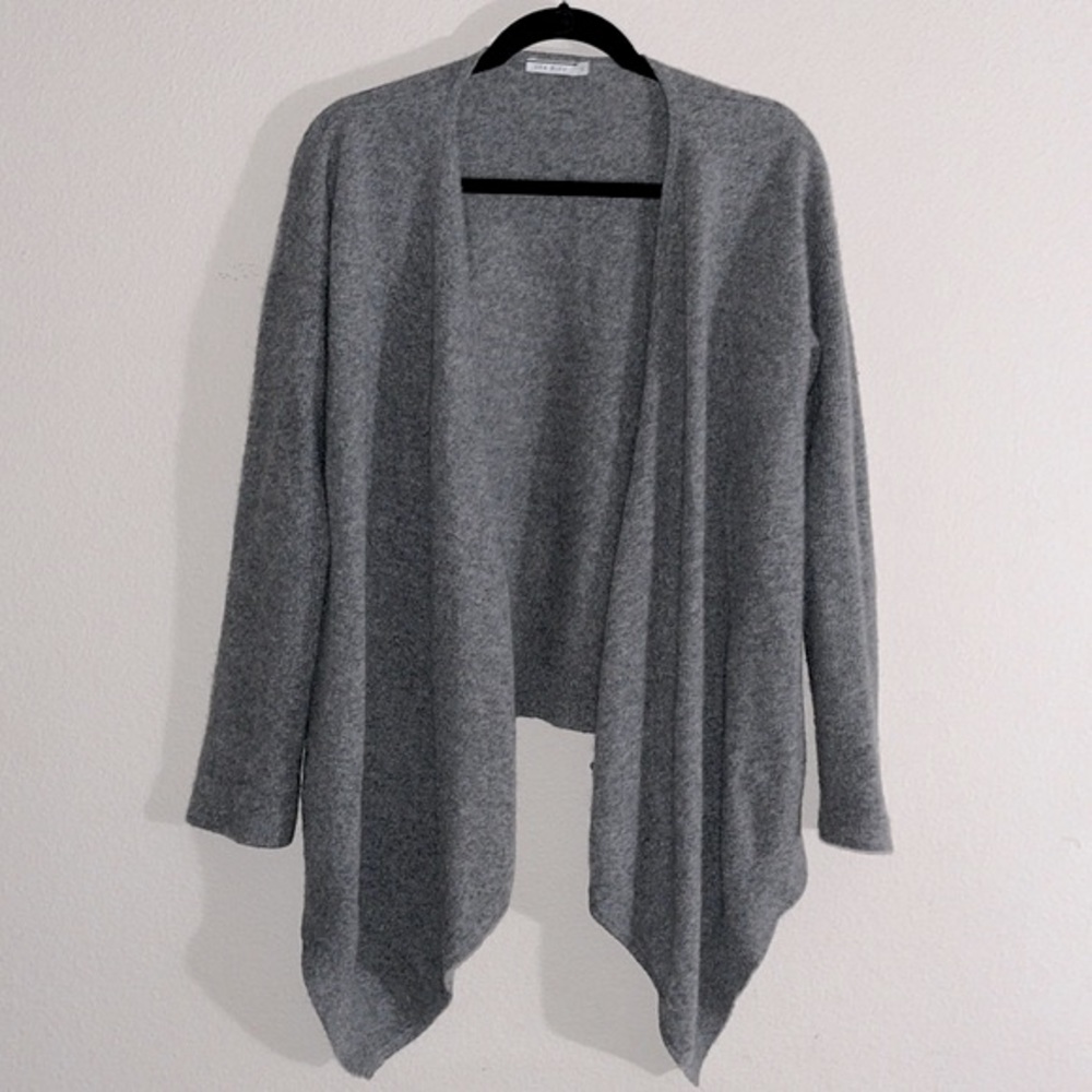 SEA BLEU Gray Draped Open-Front 100% Cashmere Cardigan size Large EUC